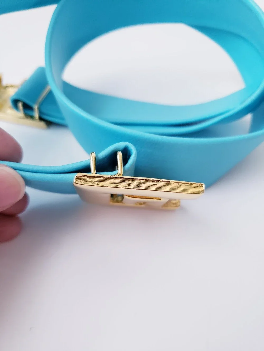 Vintage Blue Gold Adjustable Belt